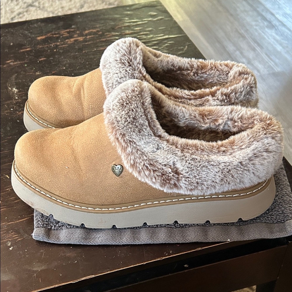 BOBS from Skechers Tan Faux Fur Women's Mules